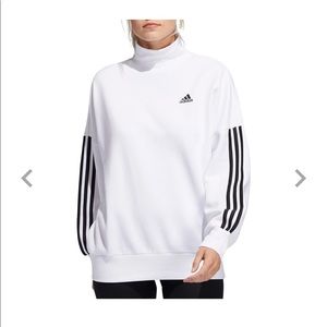 Adidas White and Black Turtle Neck Oversized Sweatshirt